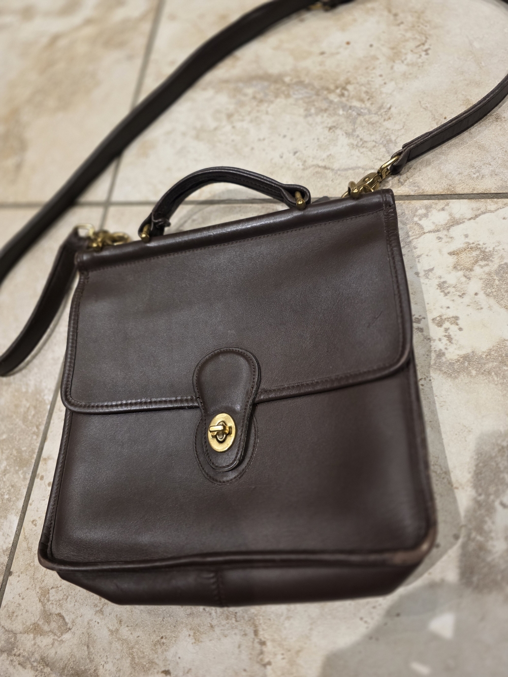 VINTAGE Coach Brown Leather Willis Bag - Picture 3 of 16